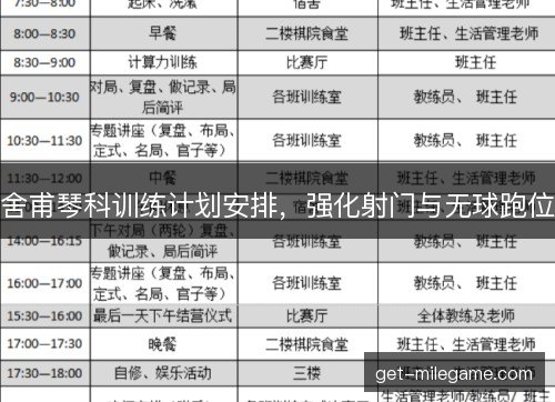 舍甫琴科训练计划安排，强化射门与无球跑位